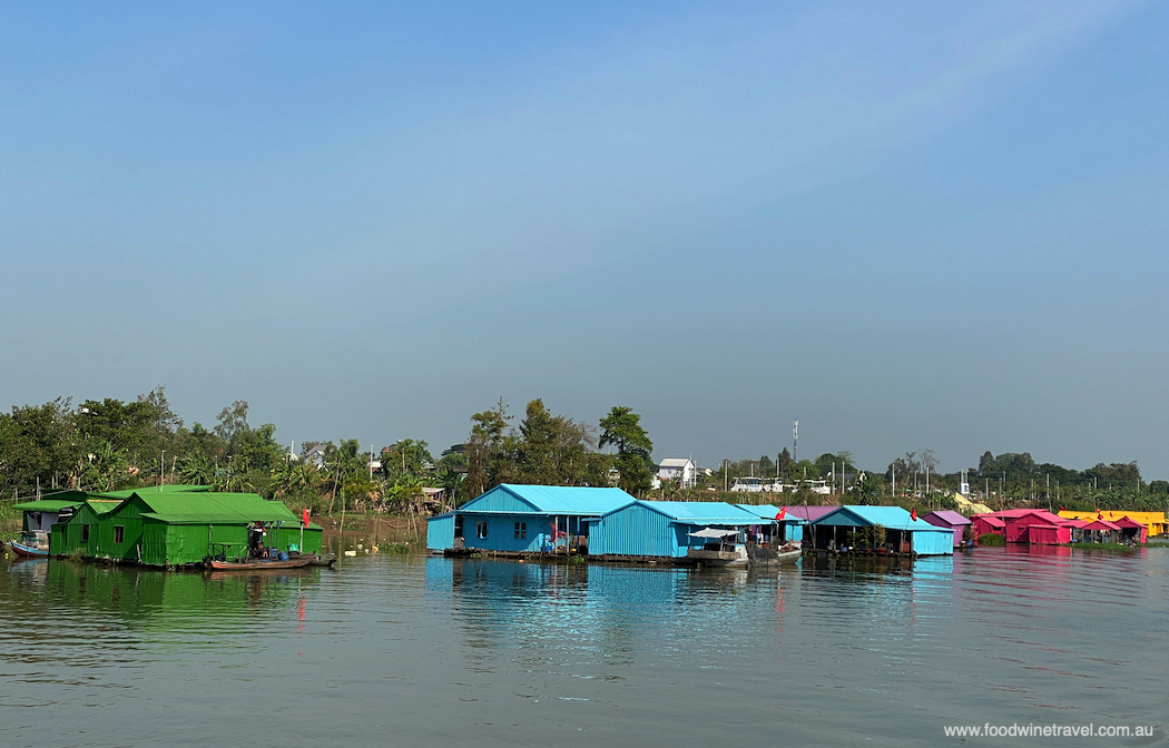 Coloured houses on the river at Chau Doc.
