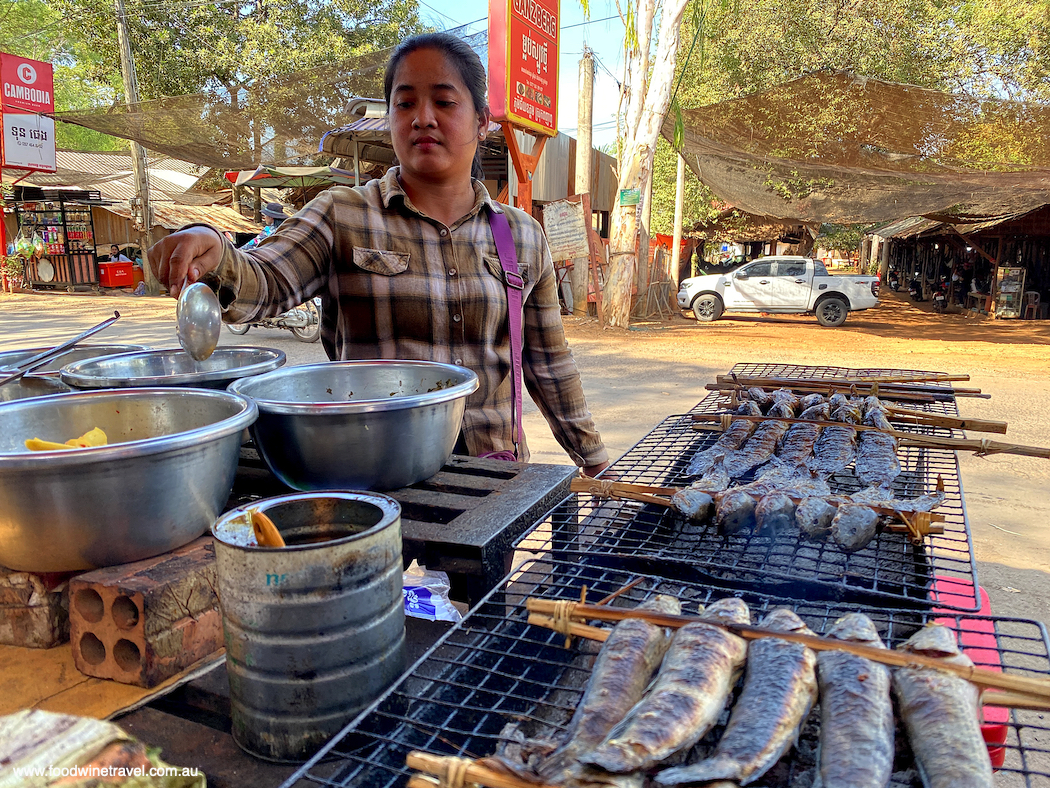 Fish, of course, features prominently in the market  at Oudong on the Tonle Sap River.