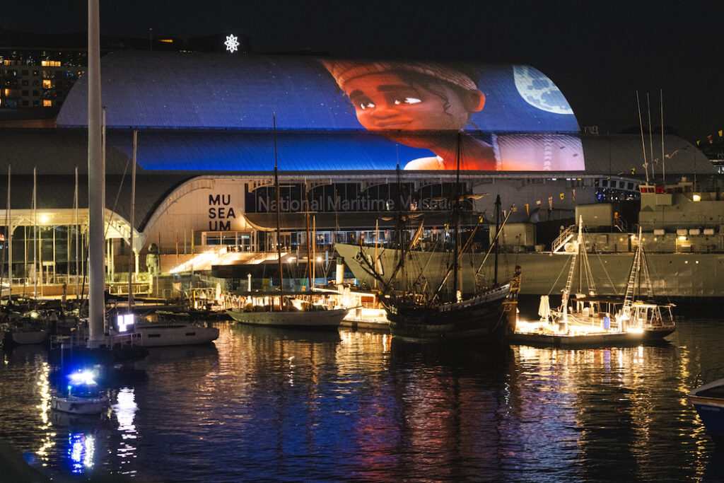 Take a kayak to see Barani projected onto the National Maritime Museum.