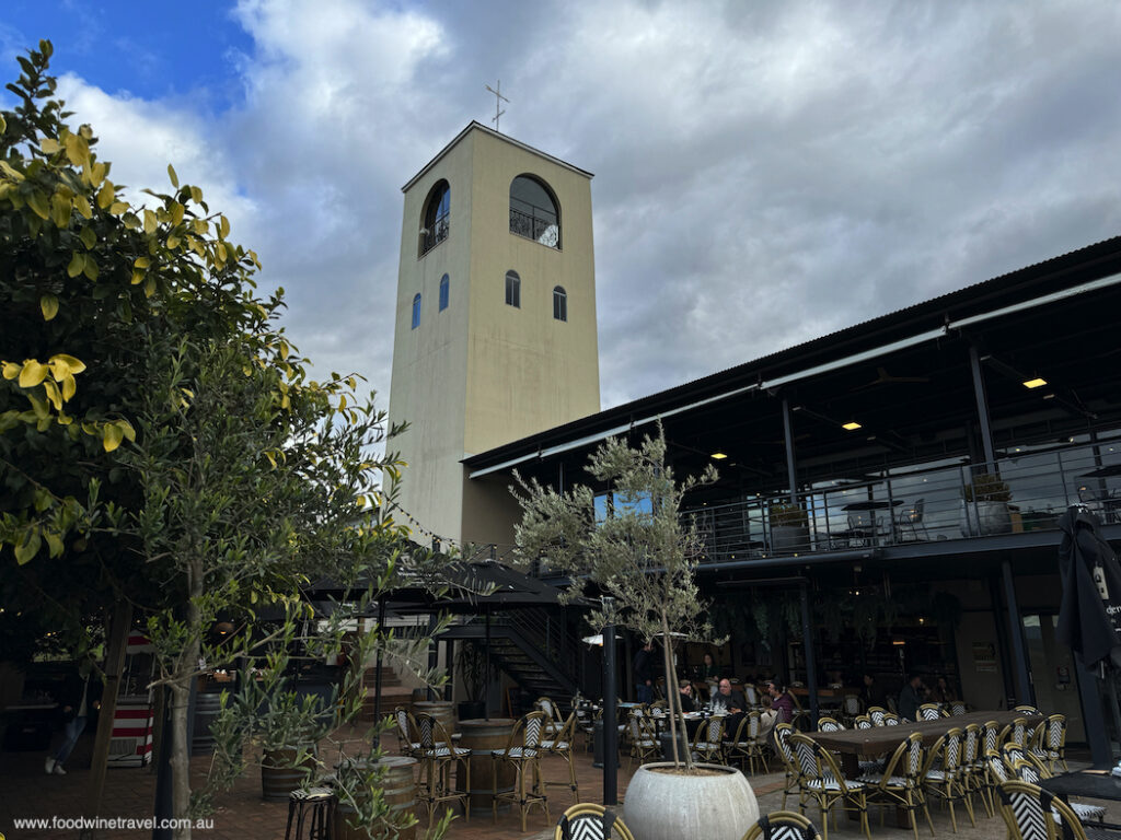 The courtyard at Bimbadgen cellar door has a Tuscan ambience.