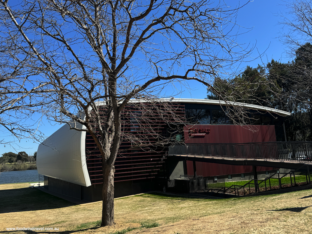 The Modernist-inspired 'Red Shed' housing Café Sosta.