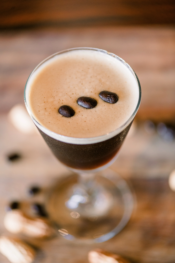 Peanut Butter Espresso Martini, made with Skrewball Peanut Butter Whiskey Flavoured Liqueur 