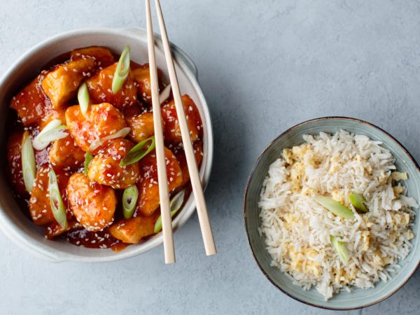 General Tso’s Chicken in Maple Chilli Sauce.