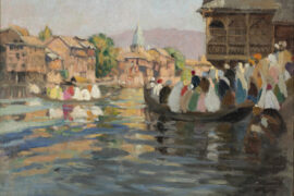 Le bac (The ferry) Kashmir, painted by Ethel Carrick in 1937. On loan from Chau Chak Wing Museum, Sydney.