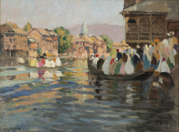 Le bac (The ferry) Kashmir, painted by Ethel Carrick in 1937. On loan from Chau Chak Wing Museum, Sydney.