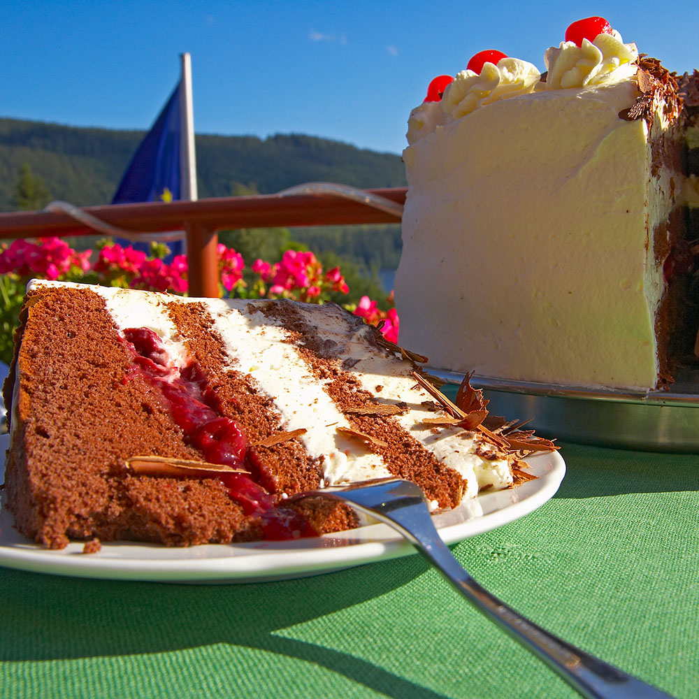 Top food & wine cruises. Black Forest cake on Riviera's Gastronomy of Switzerland and the Rhine cruise.