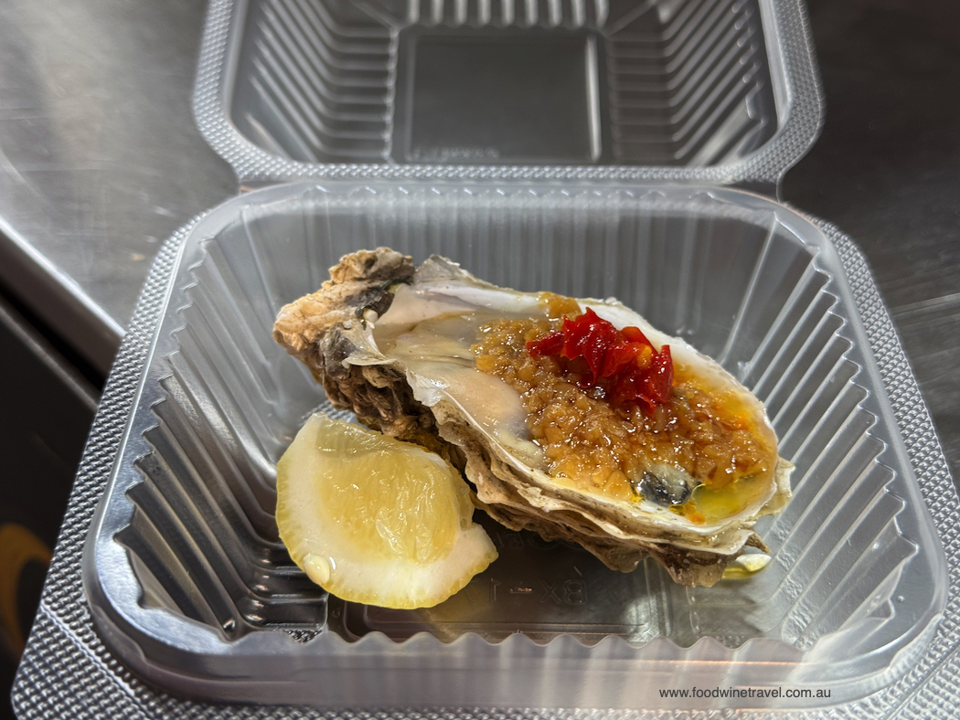 Freshly shucked oysters, which we later learnt came from Japan.